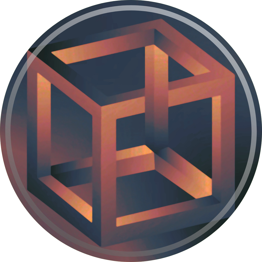 an impossible three-dimensional drawing of a cube, with one of the back edges passing in front of one of the front edges.